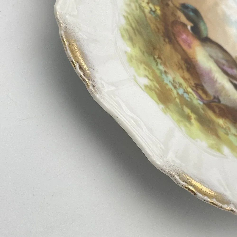 Antique 1920s‎ Silesia Germany Mallard Duck Porcelain Cabinet Plate 8